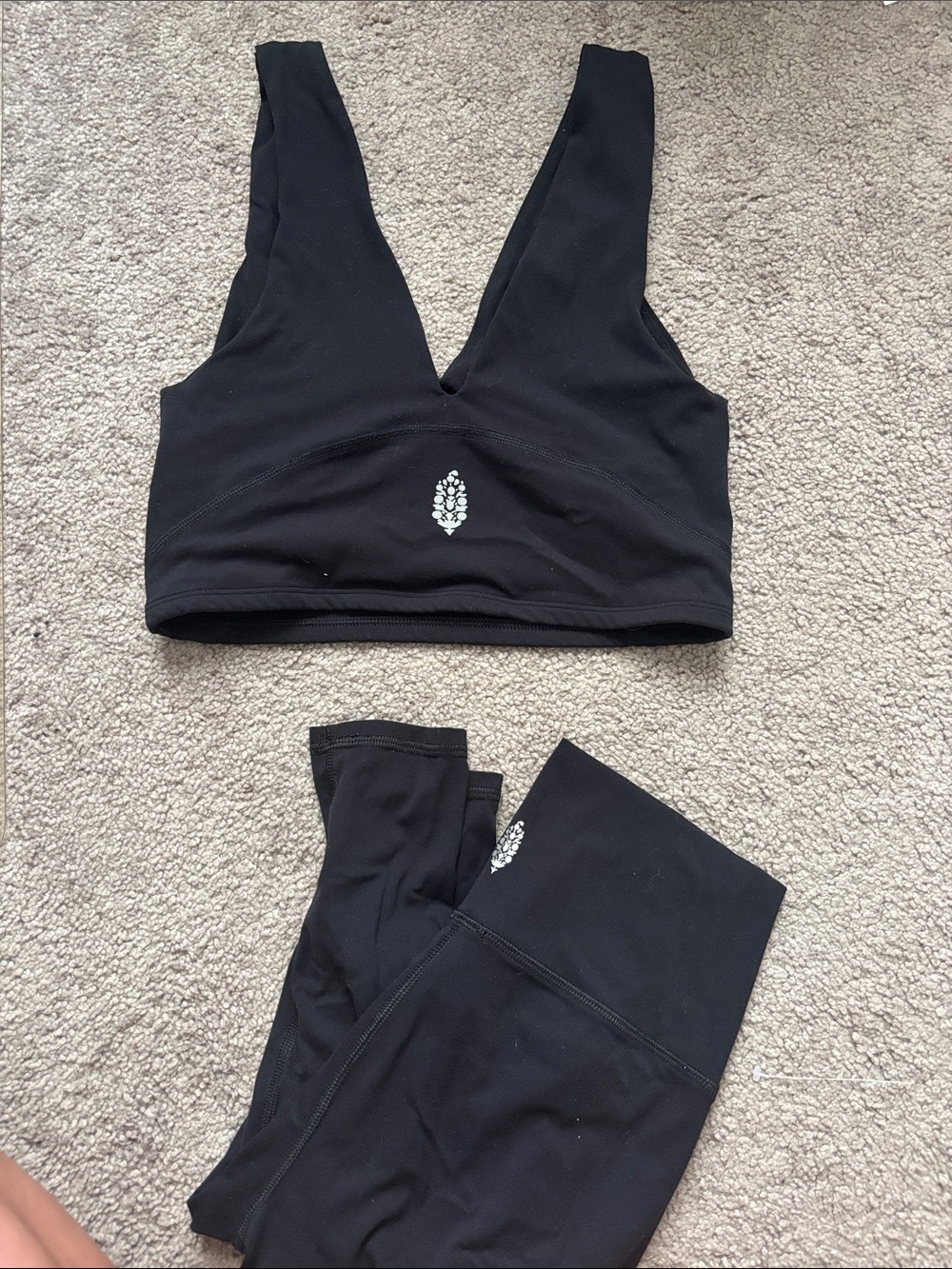 Free People Black Deep V Sports Bralette